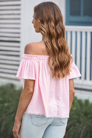 Off-Shoulder Short Sleeve Blouse Divacious
