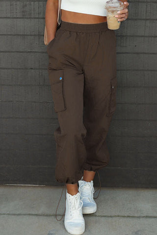 Drawstring Elastic Waist Pants with Pockets Divacious