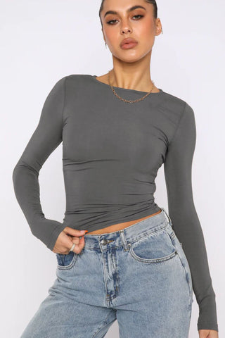Round Neck Long-Sleeve Top Divacious